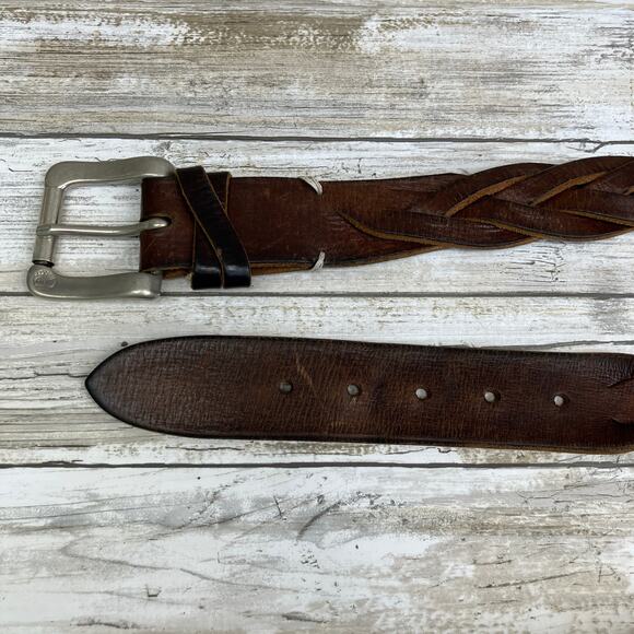 Timberland Western Belt Braided Leather Womens Chunky Small Brown  Boho Outdoor - Picture 4 of 10